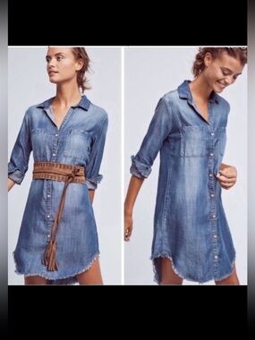 Anthropologie Cloth & Stone Tencel Chambray Dress S